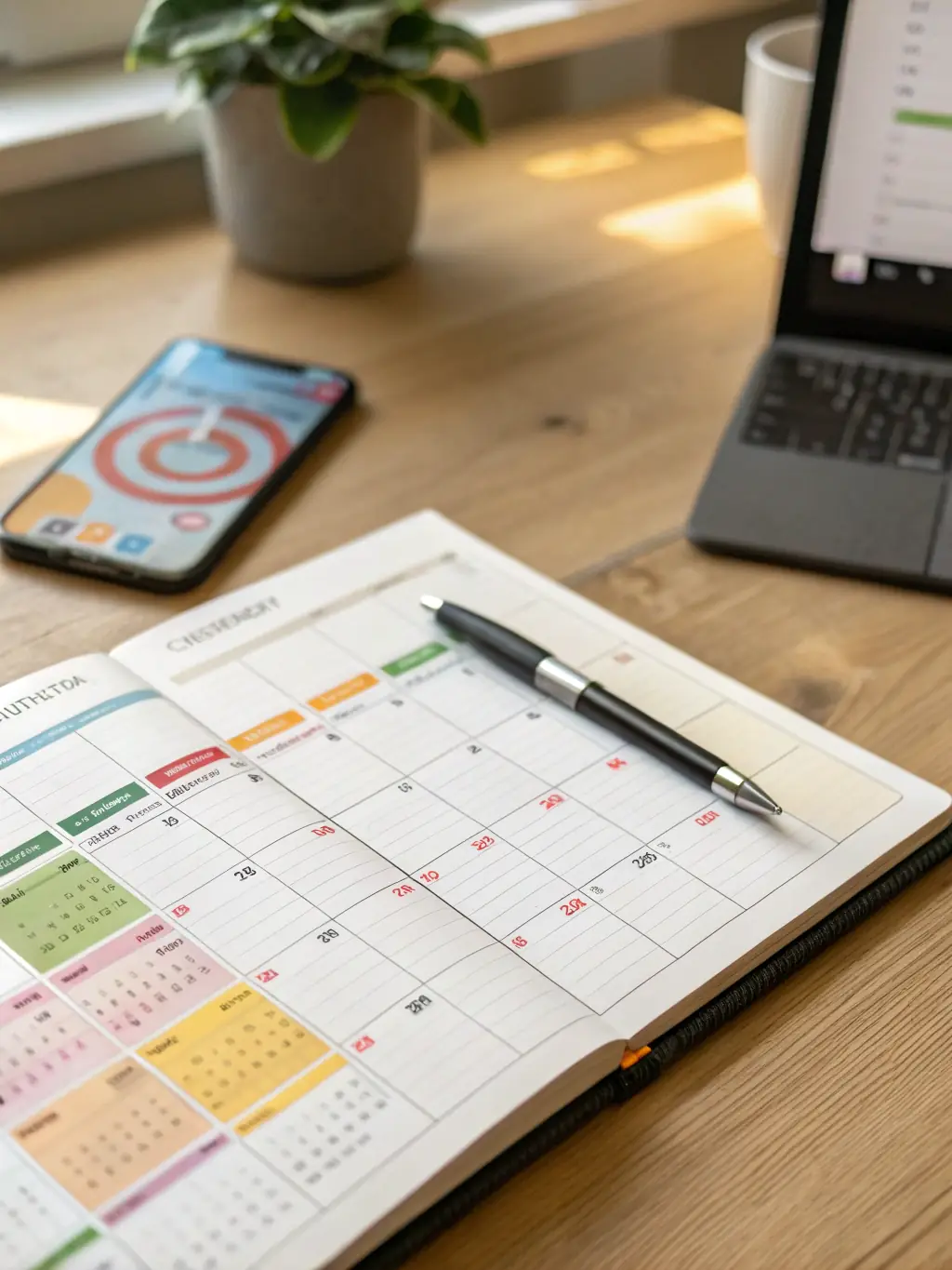 A calendar showing flexible month-to-month service agreements, emphasizing no long-term contracts.