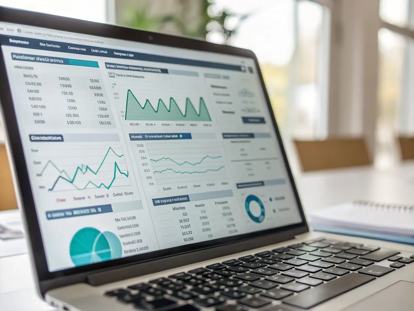 A website dashboard showing SEO metrics and analytics, illustrating the optimization of keywords, content, and site structure for better search engine rankings.
