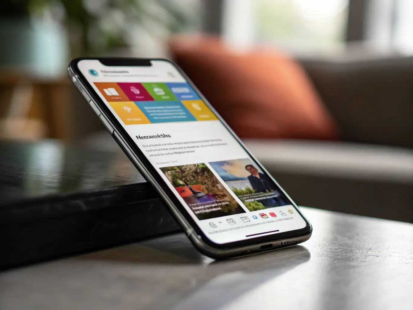 A mobile phone displaying a perfectly responsive website, highlighting the seamless adaptation to different screen sizes and resolutions.